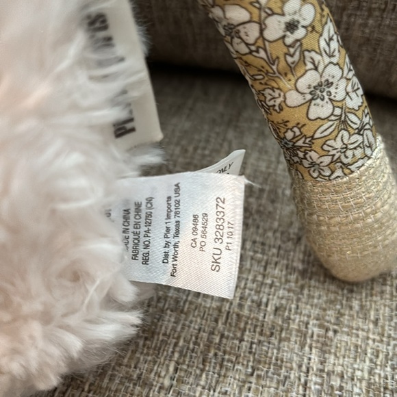 Pier 1 Imports Juniper Sheep 20" Plush Stuffed Toy Beige Green Flowers Lamb - Picture 4 of 4